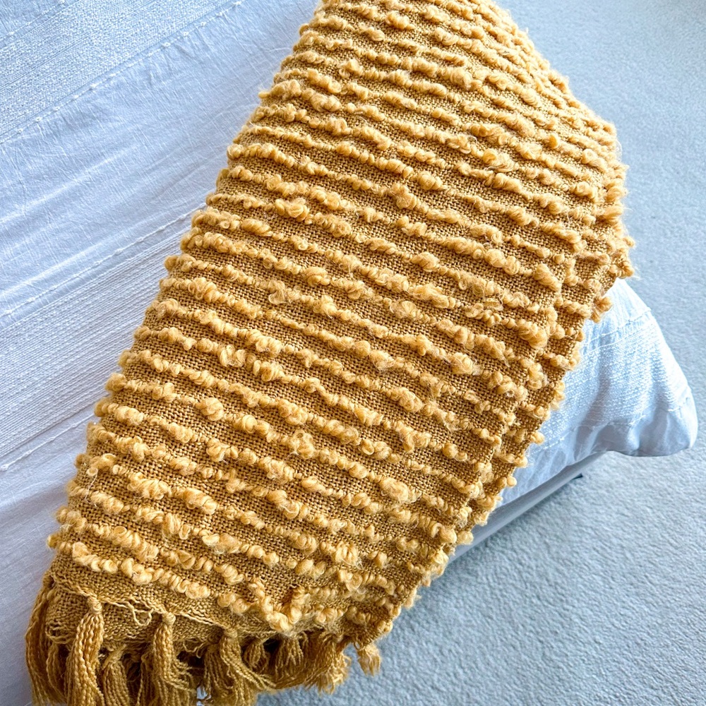 Artisan NY Textured Mustard Yellow Throw Blanket